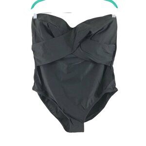 Kona Sol One Piece Swimsuit Crossover Spaghetti Strap Basic Black Size 22W